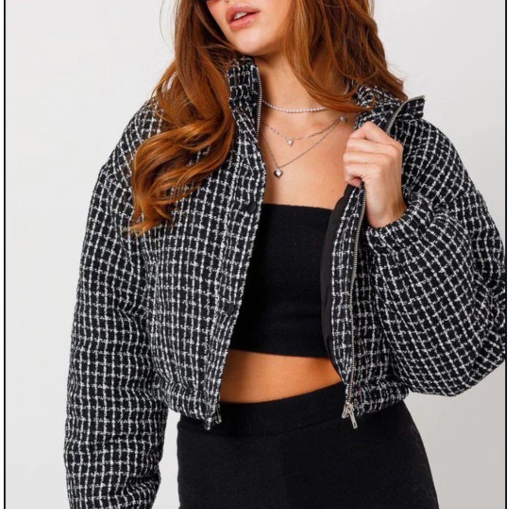 Le Lis Tweed Puffer Jacket